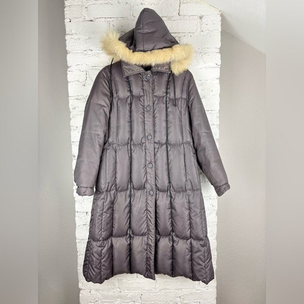 Vintage Sterling Stall Fur Hooded Puffer Trench Coat
